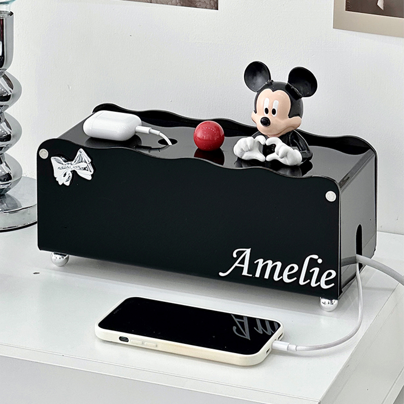 电线收纳盒桌面电源线充电器整理盒E插排插座延长线置物架遮丑神