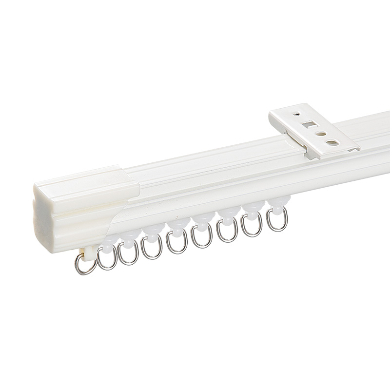 铝合金静音窗帘挂钩轨道滑轮顶装侧装直轨U型弯曲单轨轨滑道