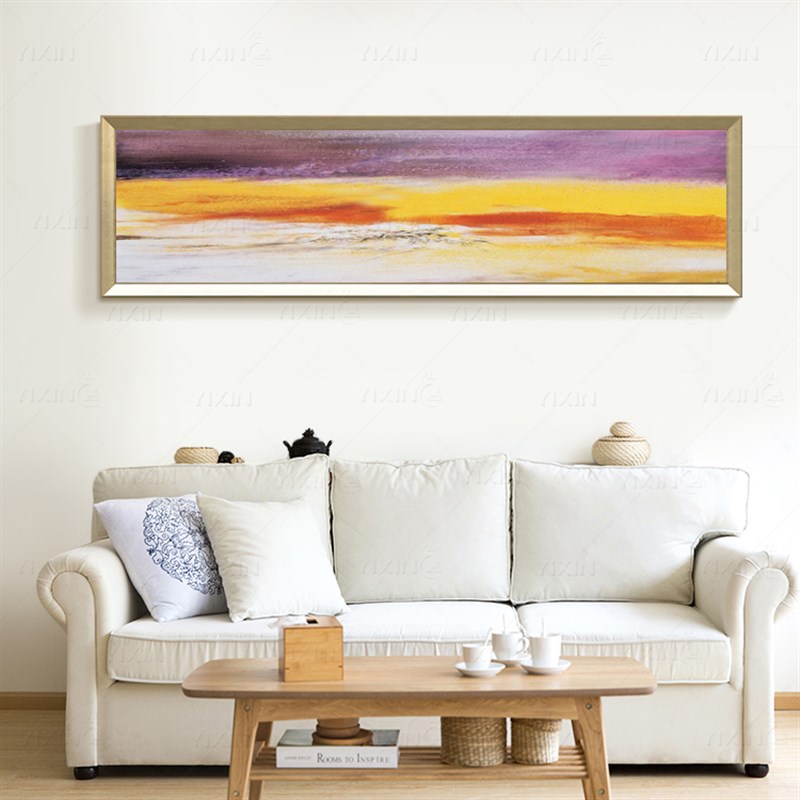 现代简约手绘赵无极油画客厅抽象装饰画卧室床头画横版玄关挂画