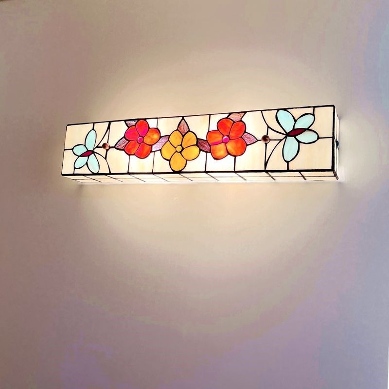 欧式玻璃壁画灯客厅背景墙装饰灯卧室床头灯镜前灯长方形温馨壁灯