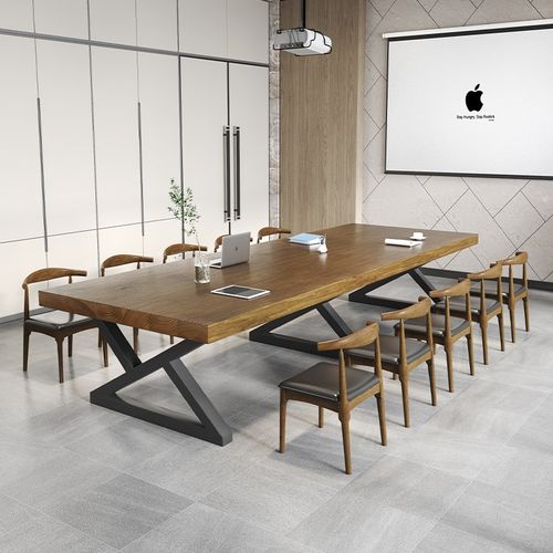 大型实木会议桌长桌现代办公会议室长条桌工作台洽谈桌椅