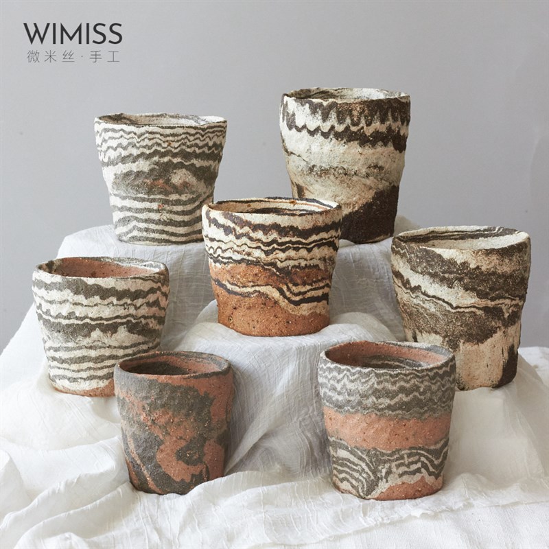 2【内口-高】抽象文艺创意粗犷粗陶秋海棠手工陶盆育苗盆