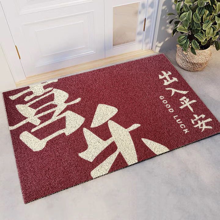 丝圈加厚门口进门地垫防水免洗红色喜庆新年结婚防滑刮土门垫新款
