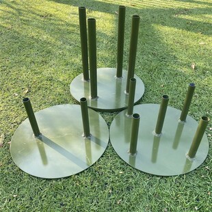 网红艺术装置铁艺底座纸艺花圆形白色铁板美陈婚庆路引花固定配件