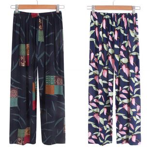 女夏薄款睡裤棉绸裤绵绸单裤休闲空调裤家居裤人造棉沙滩裤加大码