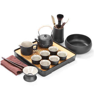日式 功夫茶具小套装 家用简约客厅陶瓷泡茶壶茶杯会客办公茶台茶盘