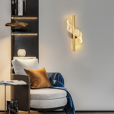 轻奢卧室床头墙壁灯透明打点亚克力旋钮主卧现代一对高级感墙灯