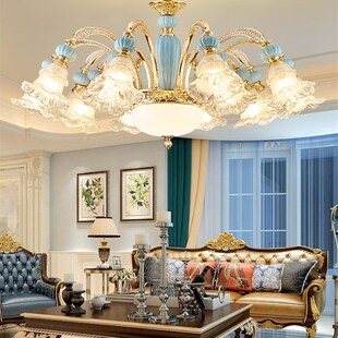 欧式吊灯陶瓷客厅灯朝下2024年新款现代简约大气家用卧室餐厅灯具