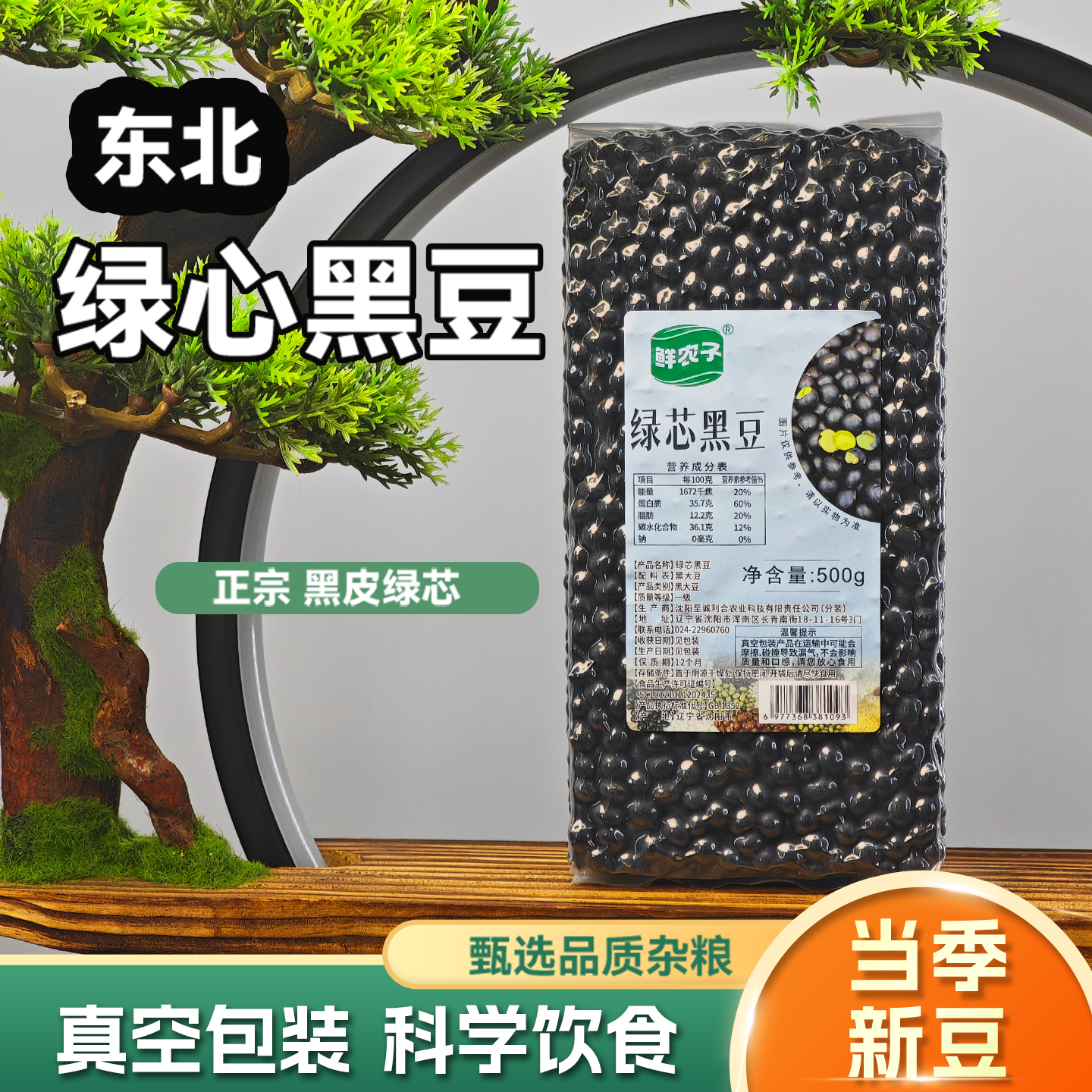 2024东北新绿心黑豆农家自产绿芯黑豆打豆浆生发豆芽五谷杂粮500g