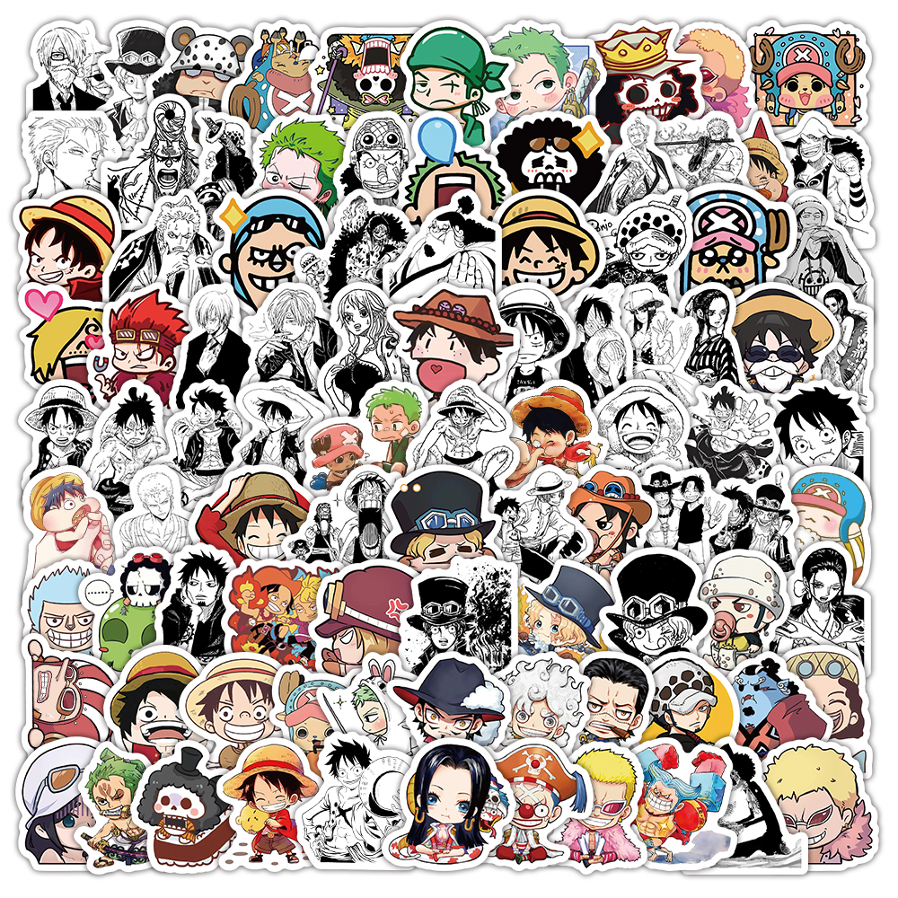 120张海贼王人物卡通贴纸diy素材手机壳行李箱标签立体不干胶贴画