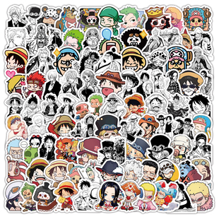 120张海贼王人物卡通贴纸diy素材手机壳行李箱标签立体不干胶贴画