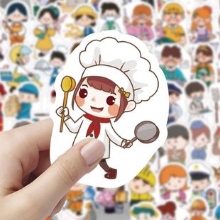 120张卡通职业人物趣味各行各业手创意可爱人物手机手账桌面贴纸