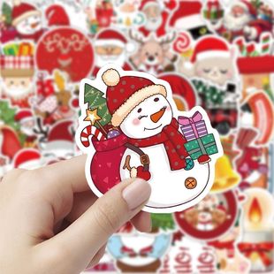 100圣诞节可爱贴纸ins卡通圣诞老人涂鸦贴画装 饰diy手账手机贴画