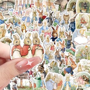 60张彼得兔贴纸可爱卡通创意装饰手账桌面水杯手机壳贴画防水贴画