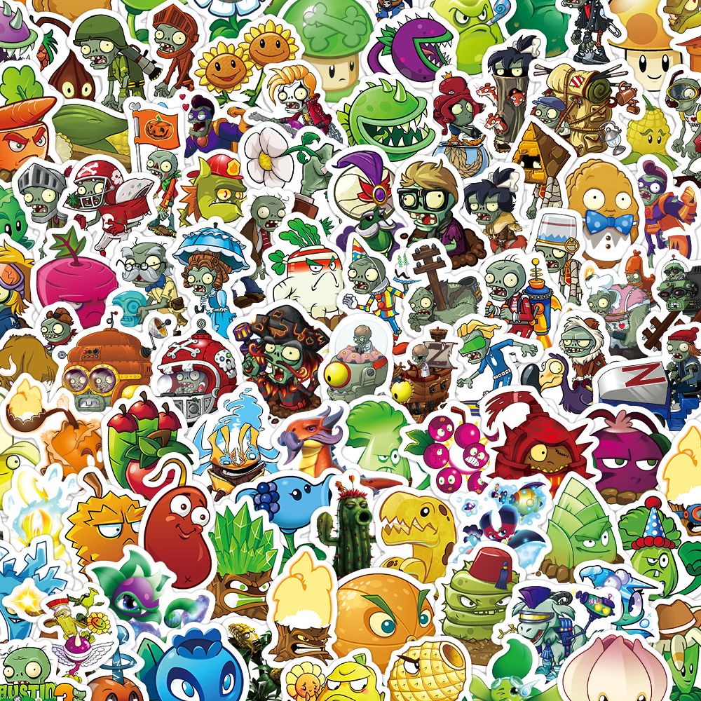 303张植物大战僵尸贴纸游戏卡通有趣可爱周边手账素材桌面粘贴