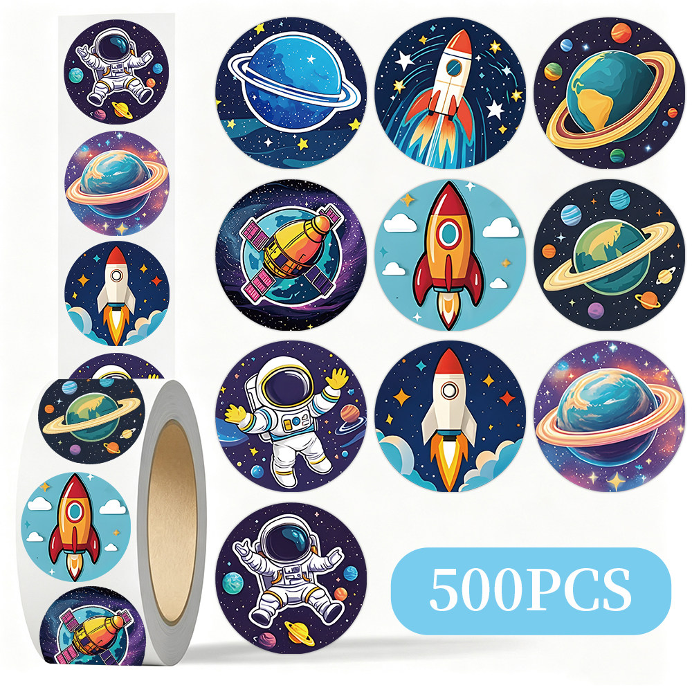 2000贴太空行星宇航员贴纸木星火箭儿童卡通图案水杯平板装饰贴画