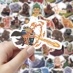 140像素风黑神话悟空游戏场景贴纸二次元动漫人物手账diy桌面贴画
