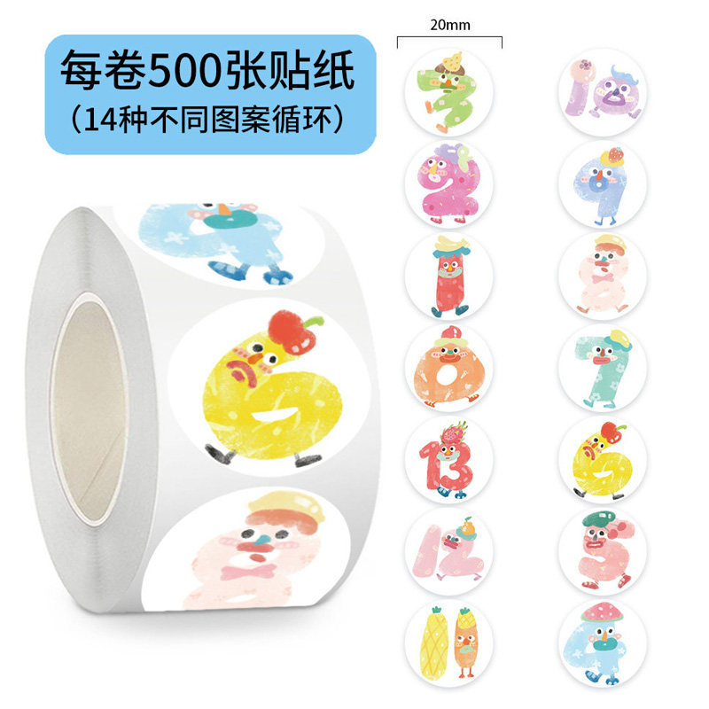 2000贴数字涂鸦贴纸卡通可爱计数图案手机水杯行李箱装饰防水贴画