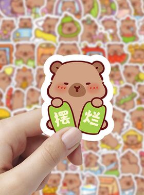 300张卡皮巴拉可爱贴纸卡通笔记本表情包贴画手机手账装饰diy贴纸