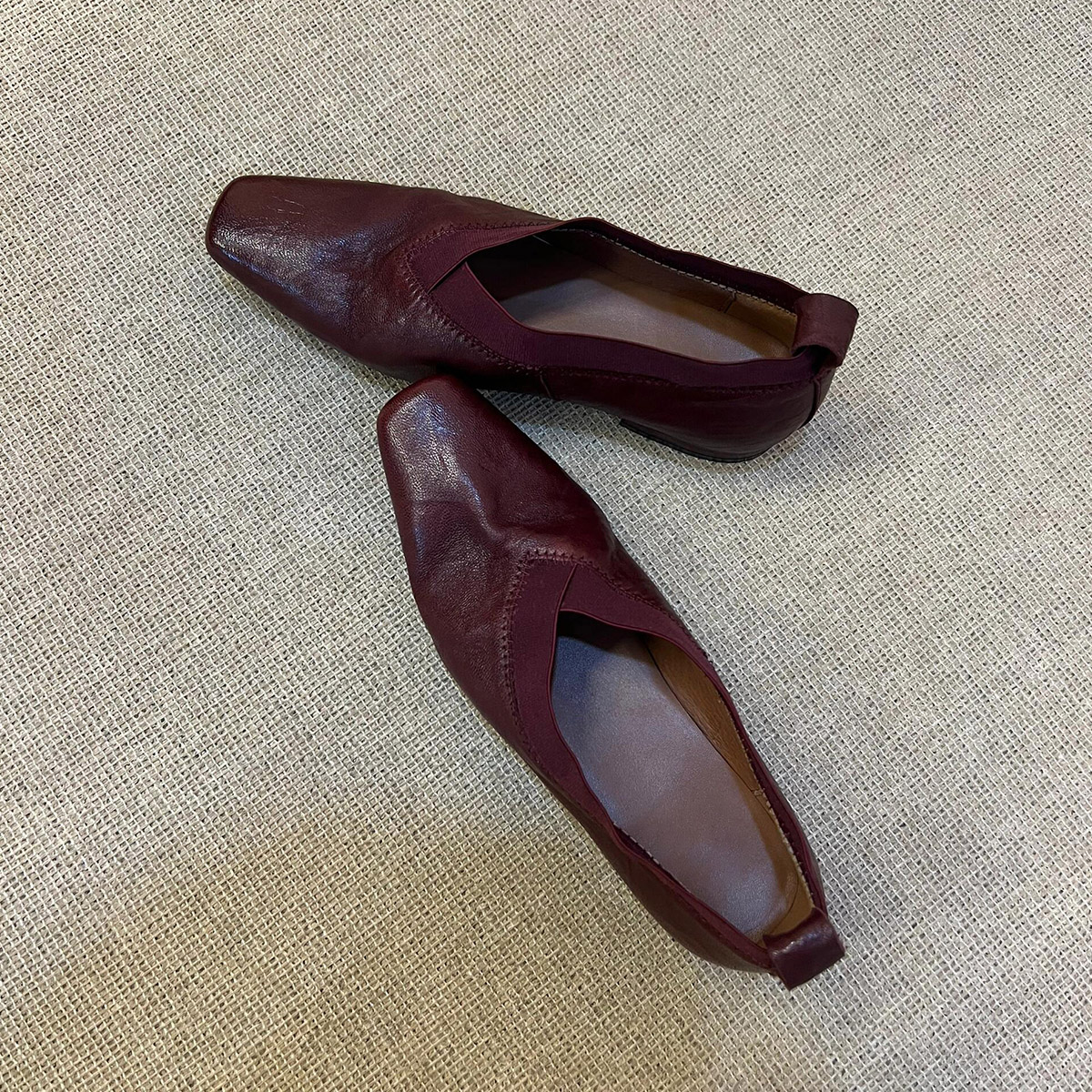 牛皮版~法式复古真皮芭蕾单鞋女