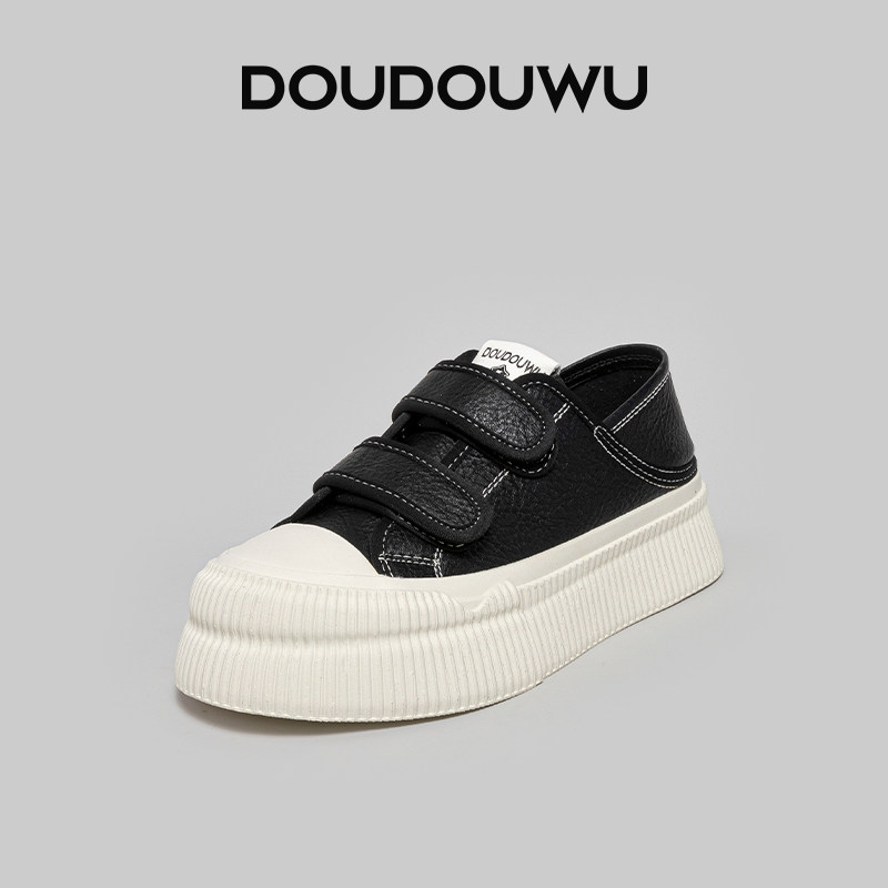 豆豆屋厚底板鞋女2024春秋季新款韩版潮休闲P魔术贴百搭平底女单,女鞋,时尚休闲鞋,淘宝优惠券,粉丝福利购,淘宝优惠卷