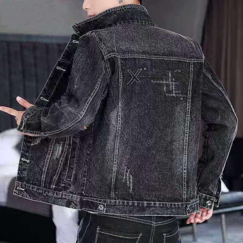 男士牛仔外套春秋新款韩版修身休闲工装夹克潮流翻领上衣外套褂子