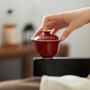 薄胎玉泥陶瓷茶具茶碗 原矿色釉盖碗 家用简约功夫茶具盖碗