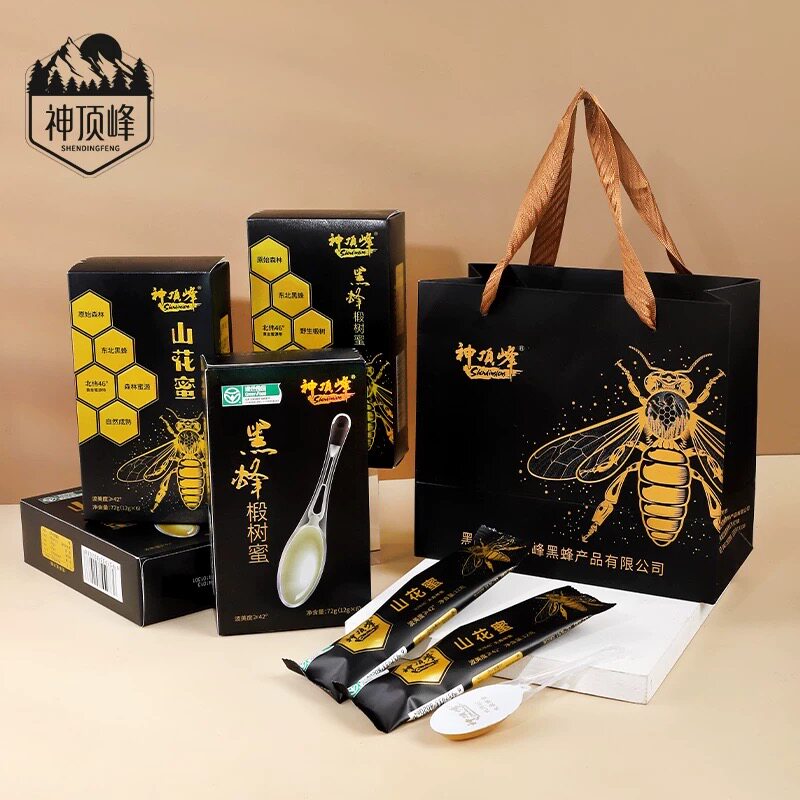 九珍十八品东北正宗黑蜂椴树蜜雪蜜纯正天然山花勺蜜便携礼盒装