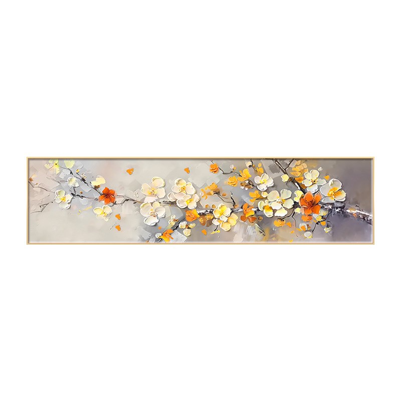 卧室装饰画大芬村油画花卉肌理感横幅主卧房间挂画温馨室内墙壁画图片