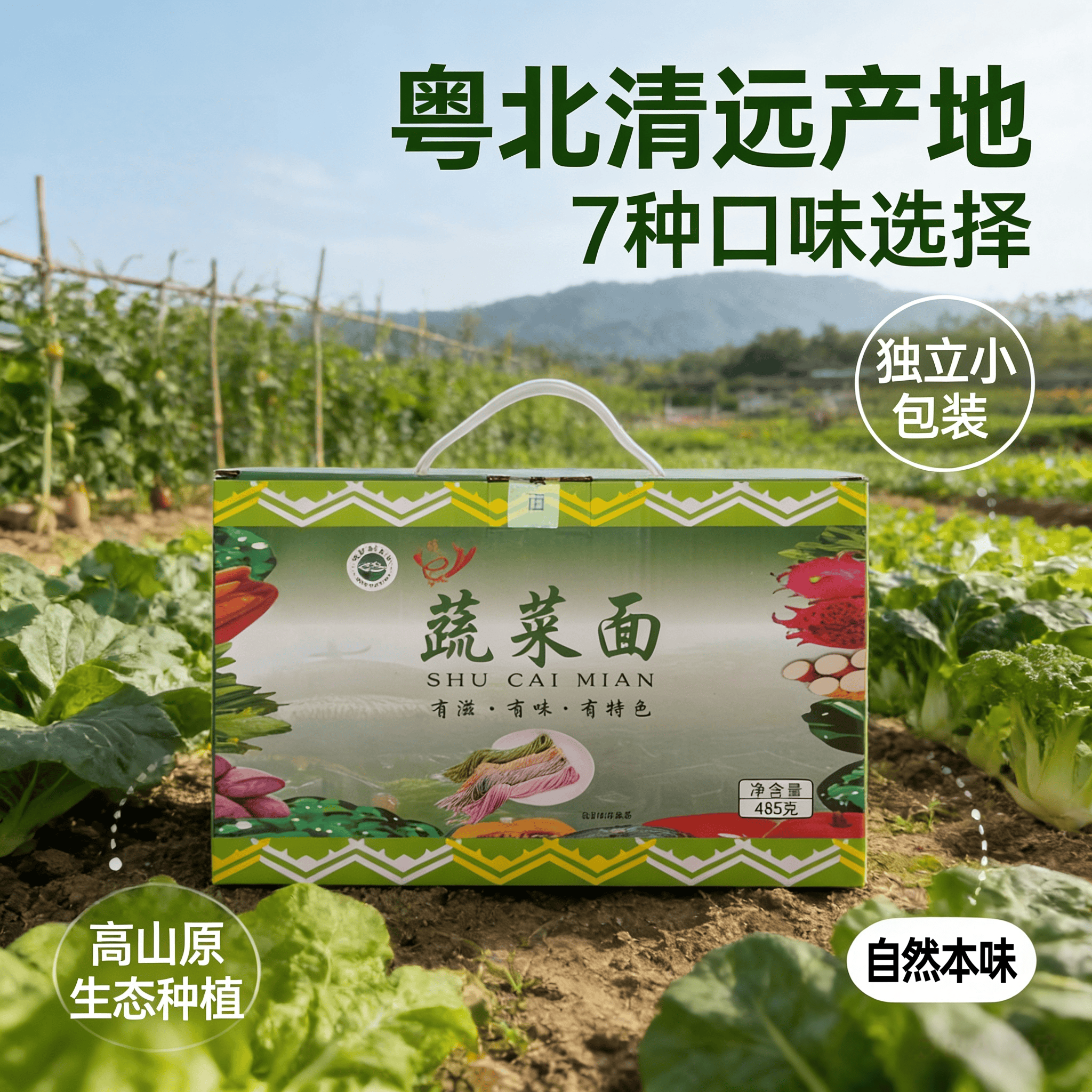 广东清远高山菜心淮山紫薯南瓜红萝卜黄桃火龙果山药挂面蔬菜面条