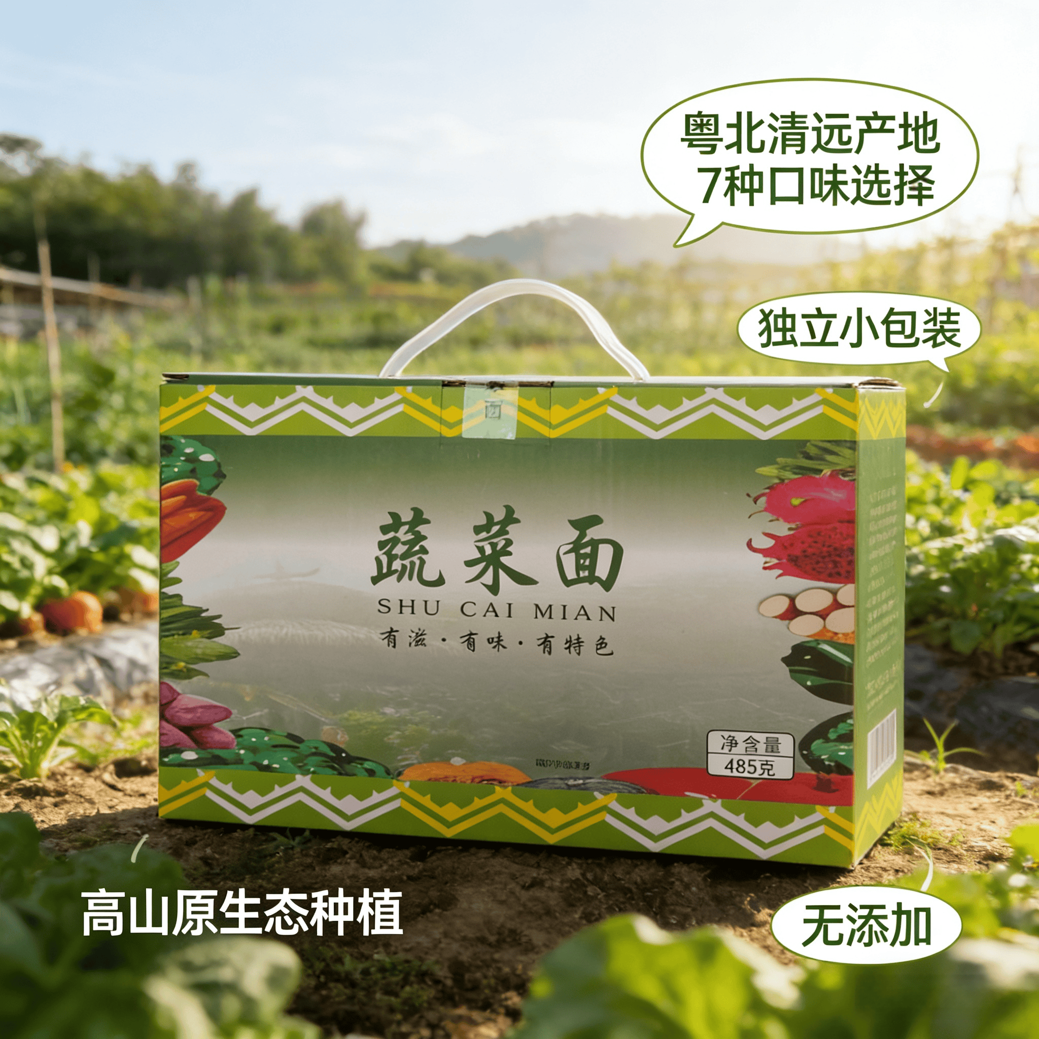 广东菜心淮山紫薯南瓜红萝卜黄桃火龙果七口味蔬菜面条挂面无添加