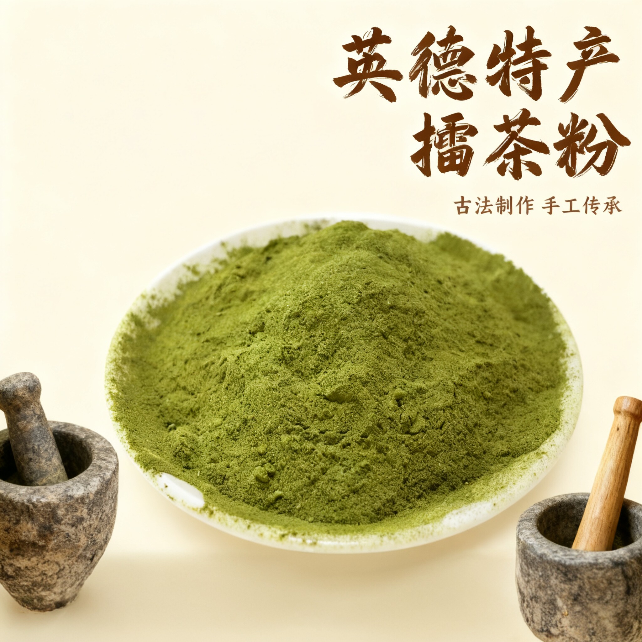 广东英德特产擂茶粉农家手工制作纯绿茶粉末抹茶原生态自然磨粉末