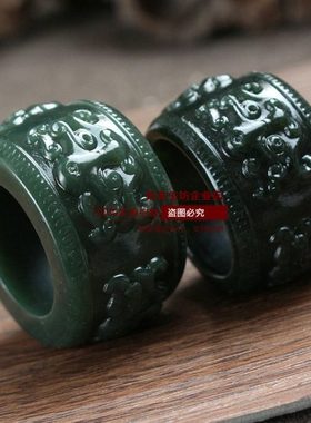 貔貅扳指和田玉男女大拇指四方瑞兽指环可定制新款复古文玩大戒指