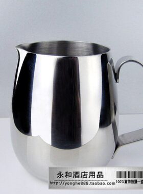 新款鼓形不锈钢尖嘴拉花杯 奶泡杯 咖啡拉花缸 奶盅 350ml 厚1MM