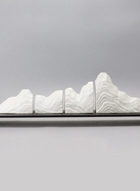 新中式现代轻奢创意铁艺陶瓷假山艺术品摆件客厅电视柜玄关装饰品