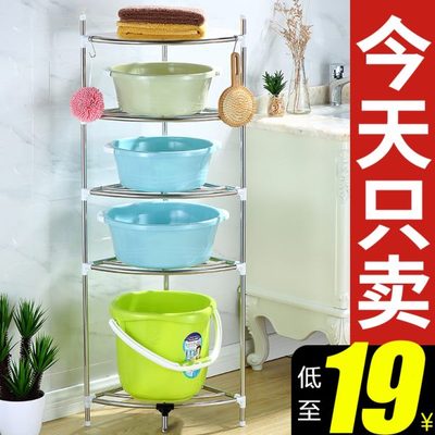放脸盆收纳架子304不锈钢宿舍家用三角架浴室卫生间置物架落地式
