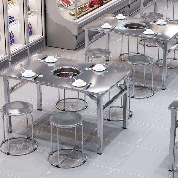 加厚不锈钢火锅电磁炉一体开孔圆桌户外摆摊商用打边炉折叠餐桌,住宅家具,不锈钢/PVC餐桌,淘宝优惠券,粉丝福利购,淘宝优惠卷