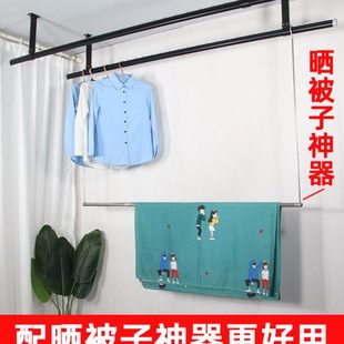 阳台一晾衣架吊顶户外晾衣杆飘窗固定式 式 根晒衣杆防风家用顶装