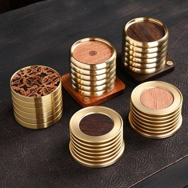 黄铜杯垫黑檀隔热垫碗垫盘垫茶杯垫圆形防烫防滑茶垫茶托茶道零配,餐饮具,杯垫,淘宝优惠券,粉丝福利购,淘宝优惠卷
