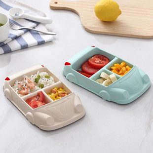 防摔饭碗分隔飞机宝宝餐盘 创意餐具家用送礼汽车小孩小麦卡通套装