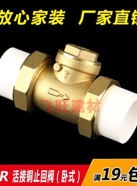 20 25 32 40 50 63PPR止回阀4分6分1寸卧式黄铜PPR热熔水管单向阀