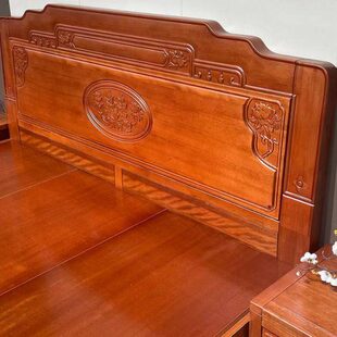 金花梨木全实木1.8米双人床古典中式格木红木雕花床1.5米卧室大床