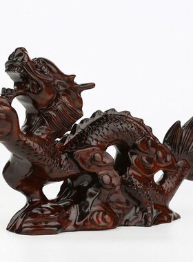 木雕龙摆件 十二生肖龙红木工艺品 实木质家居客厅玄关装饰品摆设