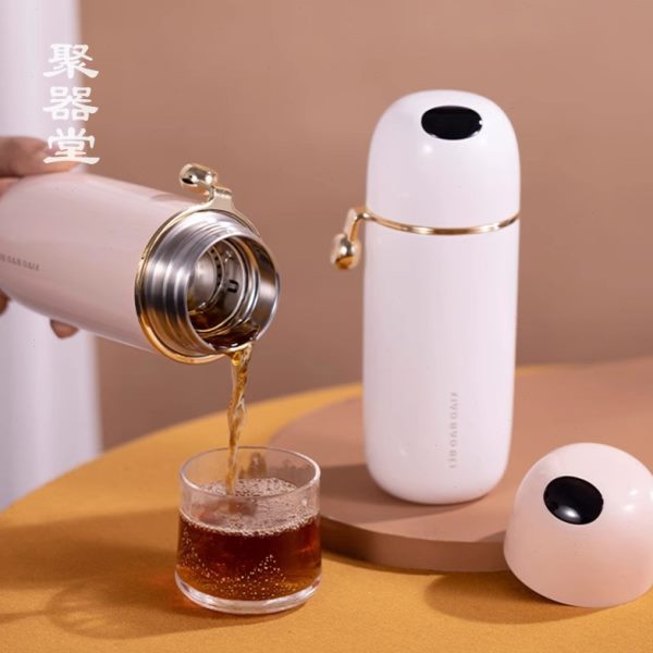 粉色茶水分离杯聚男女小巧便携器茶杯堂闷不锈钢保温杯温度显示车