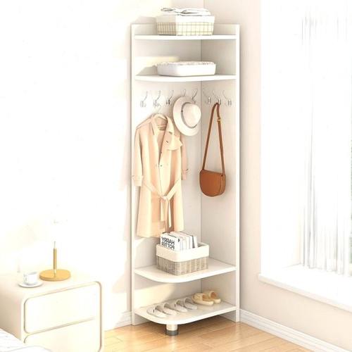 简约客厅拐角挂衣架转角置物架落地卧室多功能转角柜三角储物柜