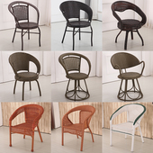 单个小藤椅子庭院家用休闲阳台靠背椅简约老人藤编织喝茶桌椅组合