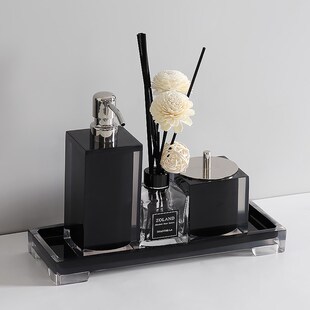 酒店洗手液瓶浴室起泡瓶卫生间按压分装空瓶样板间香薰棉签盒托盘