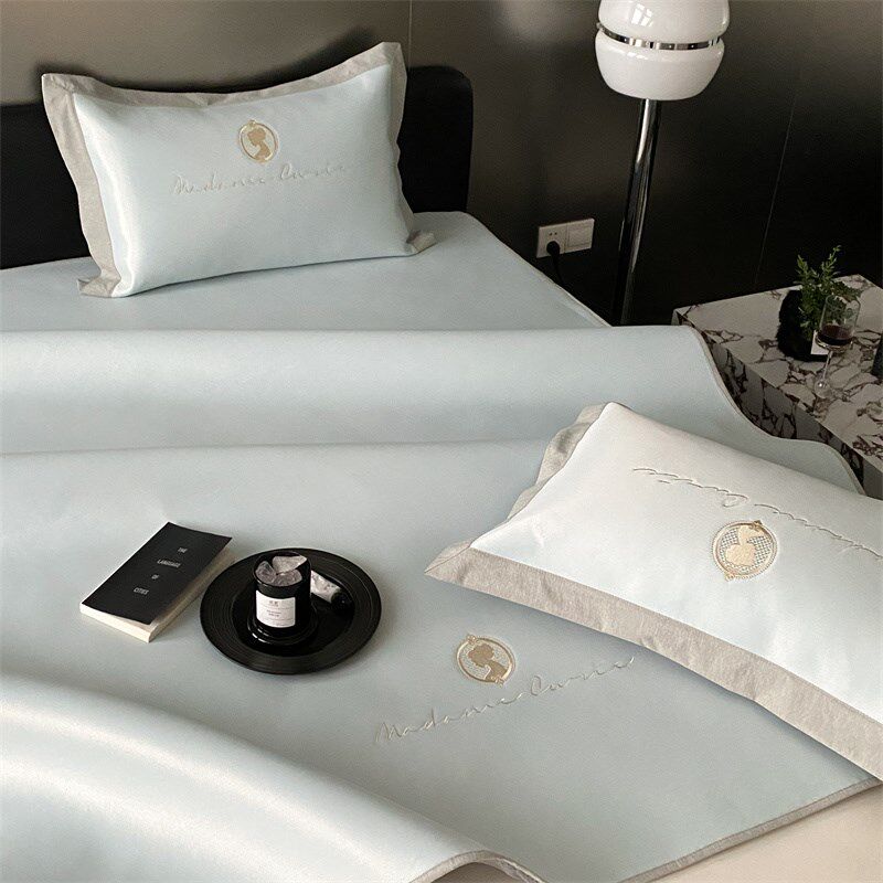 高端冰丝凉席床笠款席子夏季水洗机洗空调软席子三件22新款