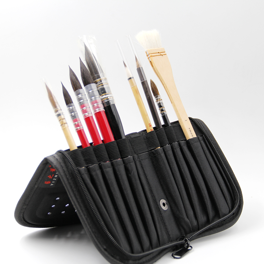 水彩 油画 水粉画笔便携笔包 透气笔袋 毛笔笔帘 美甲笔包 画笔包