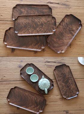 不凡木逸黑胡桃整木干泡小茶盘中式覆古木质托盘小茶台茶具收纳盘